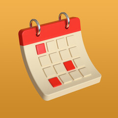 Monthly Calendar Plan Icon Logo. 3d Rendering