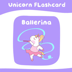 Printable flashcard collection with cute unicorn theme. Vector illustration.