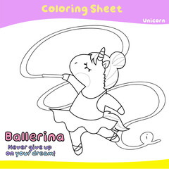 Coloring worksheet for children. Unicorn theme. Vector illustrations.