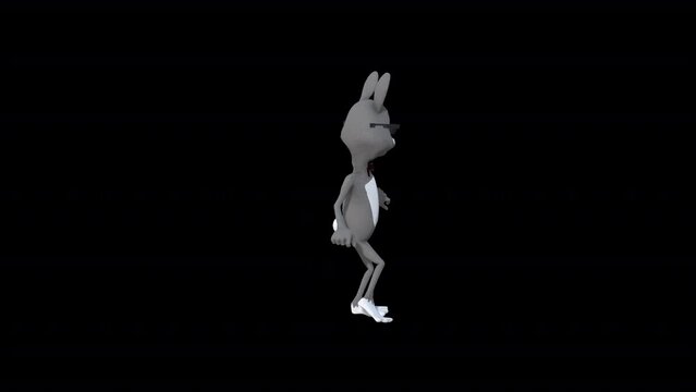 
Cartoon Gray Rabbitt Dance 8, Animation.1920X1080.06 Second Long.Transparent Alpha video.
