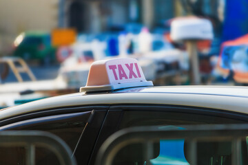 Taxi sign on the car - Malta Valletta - transport business