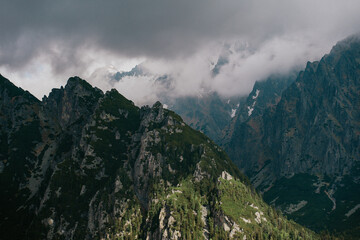 Mountain view from Slavkovský štít peak in Slovakia High Tatras.