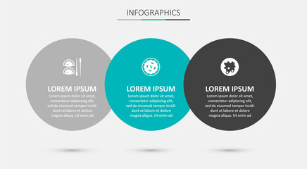 Set Homemade pie, Dumpling with chopsticks and Rice bowl. Business infographic template. Vector