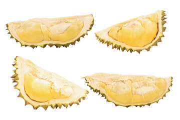 Durio or Durian fruits isolated on white background with clipping path.