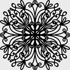 Abstract floral design. Hand drawn elements. Black mandala.