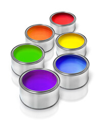 Rainbow spectrum colors paint cans