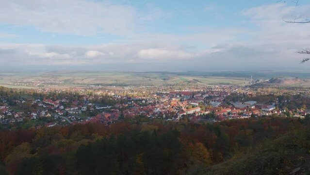 Beautiful View Of Small Town in autumn. Bleicherode, Deutcshland.