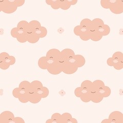 cartoon cute seamless children's cloud pattern for nursery decor