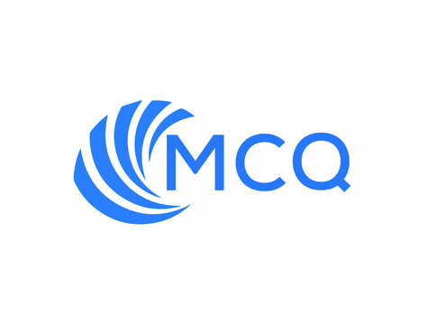 MCQ Flat accounting logo design on white background. MCQ creative initials Growth graph letter logo concept. MCQ business finance logo design.
