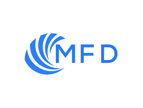 MFD Flat accounting logo design on white background. MFD creative initials Growth graph letter logo concept. MFD business finance logo design.
