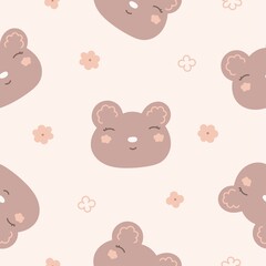 childish cute seamless pattern with bear vector illustration decor for nursery