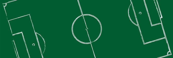 Design banner illustration layout championship greeting card above Football field. card above Realistic soccer field. classic football playground postcard