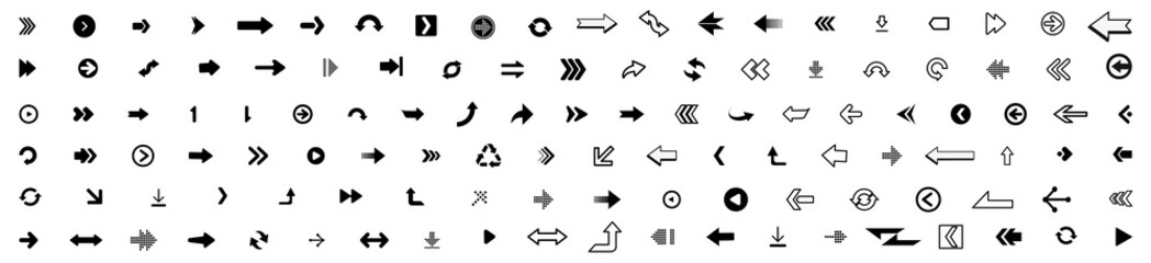 Arrows set. Arrow icon collection. Set different arrows or web design. Arrow flat style isolated on white background - stock vector.