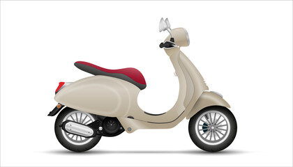 Vector retro scooter, side view. Moped for delivery, scooter for tourism. Economical and ecological city transport. Vector illustration