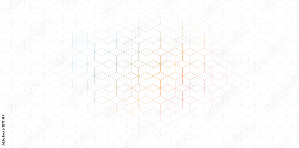 Poster Abstract lines and dots connect on white background. Technology connection digital data and big data concept.