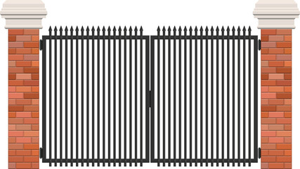 Brick and steel gate clip art