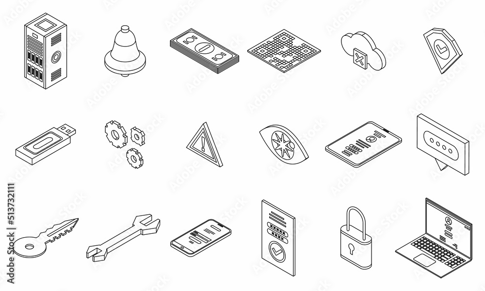 Poster multi-factor authentication icons set. isometric set of multi-factor authentication vector icons thi
