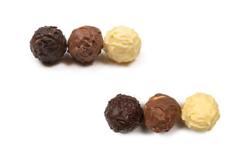 Chocolate truffle isolated on white background.