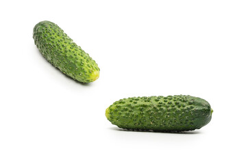 Fresh green cucomber isolated on white background.
