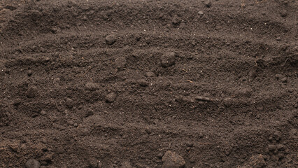 Black land for plant background. Top view.