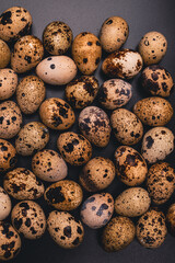 Group of quail eggs as a background. Raw eggs.