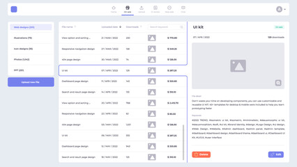 list button table search sorting design sources