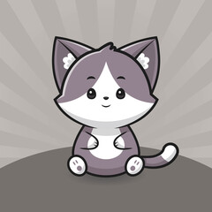 Cute cat sitting cartoon vector icon illustration. animal nature icon concept isolated