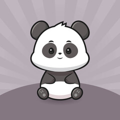 Cute panda sitting cartoon vector icon illustration. animal nature icon concept isolated