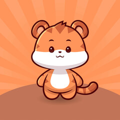 Cute Tiger cartoon vector icon illustration animal nature icon concept Cute Tiger Logo