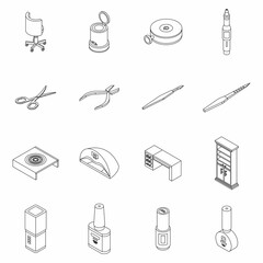 Equipment thin line outline on white isolated