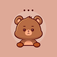 Cute bear is bored illustration vector