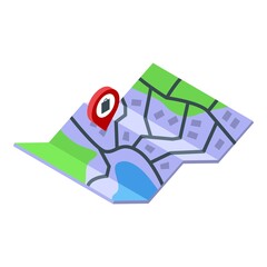 Map store shop icon isometric vector. Online market. Location mobile