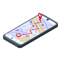 Route store locator icon isometric vector. Shop retail map. Online market