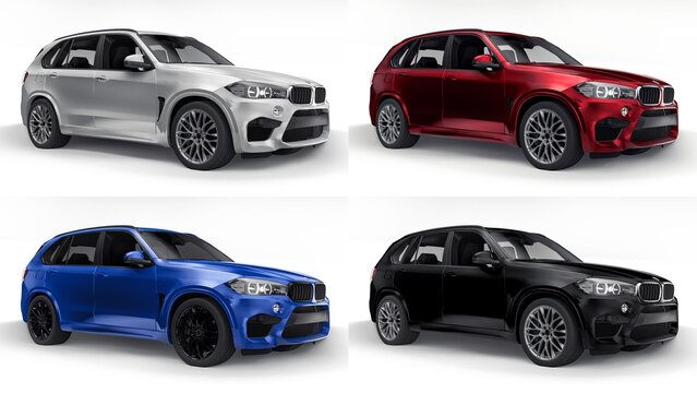 Paris, France. June 27, 2021: BMW X5M F85 luxury sport suv car isolated on white background. 3d illustration.