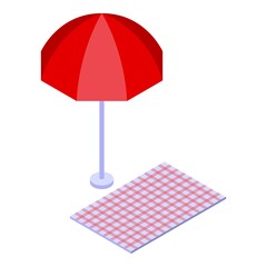 Umbrella picnic icon isometric vector. Food lunch. Dinner meal