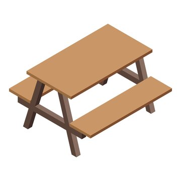Picnic table bench icon isometric vector. Food lunch. Summer dinner