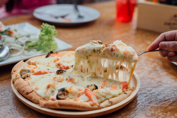 Pizza  seafood and cheese