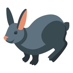 Naklejka premium Black easter bunny icon isometric vector. Cute rabbit. Animal sweet