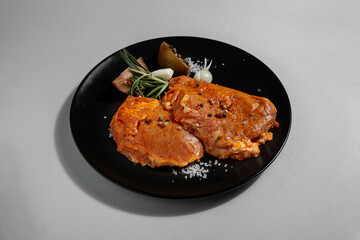 Marinated pork meat with vegetables