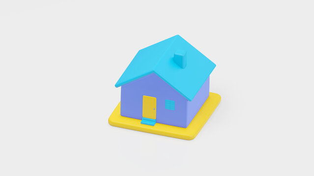 3D Illustration of cartoon house. Colorful home in animation style. For advertising toys or animation movie and pictures book. 3d render