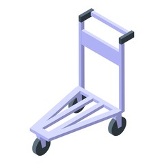 Man trolley icon isometric vector. Airport travel. Bag cart