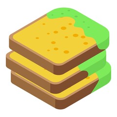 Contaminated sandwich icon isometric vector. Safety control. Food bacteria