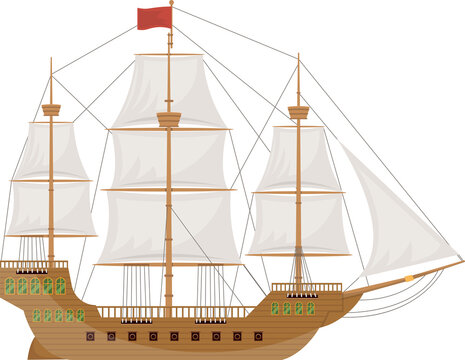 Wooden vintage ship clipart design illustration