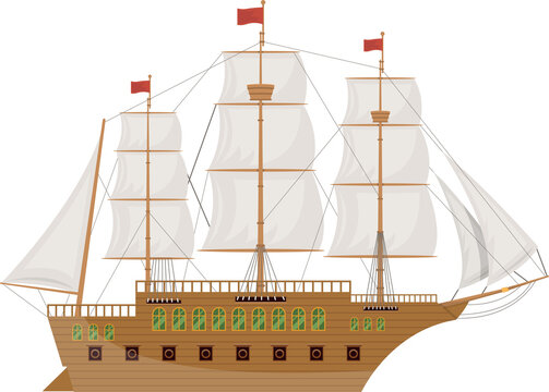 Wooden vintage ship clipart design illustration