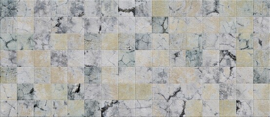 Panele Szklane  Old marble tile with cement texture. Cement and Concrete Stone mosaic tile.