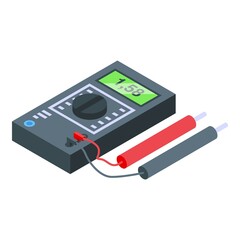 Electric multimeter icon isometric vector. Energy battery. Full cell