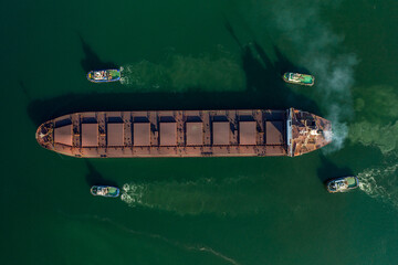 unloading and loading of a dry cargo ship in the port