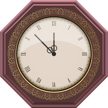 Vintage wall clock clipart design illustration