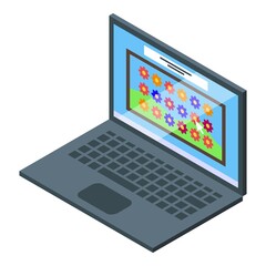 Laptop kid education icon isometric vector. Early teacher. Online class