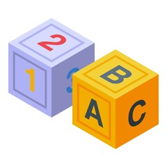 Number cube toys icon isometric vector. Early education. Baby class